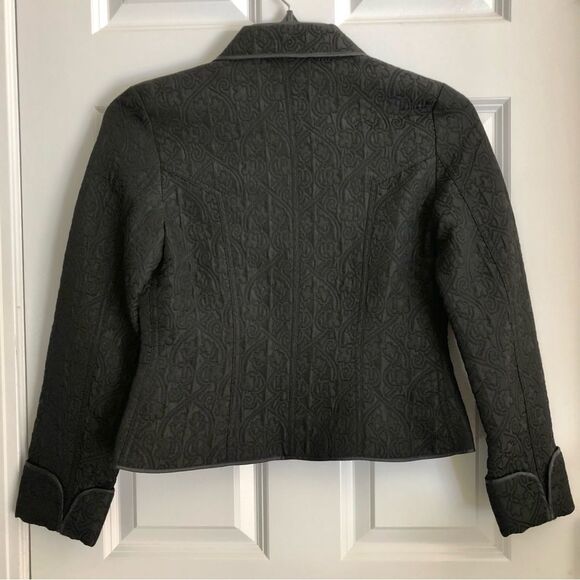 THE LIMITED WOMEN'S JACKET/ BLAZER SIZE SMALL BLACK FLORAL EMBOSSED QUILTED - Picture 3 of 9